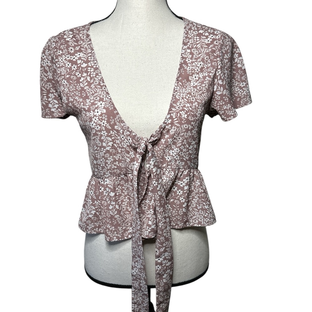 Floral Tie-Front Top - Pink size m/6